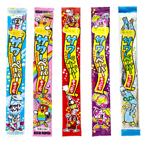 さんきゅーマーチの(全国送料無料)お菓子 詰め合わせ やおきん サワーペーパー5種バラエティセット(グレープ・コーラ・サイダー・フルーツパンチ・ホワイトソーダ)【5種・計30コ】メール便 (omb10003)【送料無料 詰め合わせ おやつ 小袋 個包装 お試し】｜アングル3