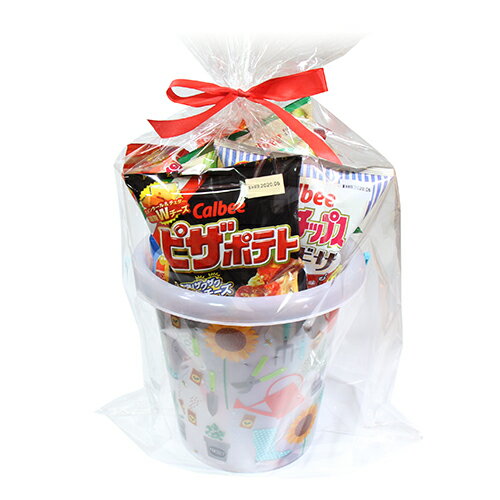 (地域限定送料無料) カルビースナック大袋 柄バケツ入りラッピングセット(8種・計8コ) D プチギフト さんきゅーマーチ (omtma6009k)