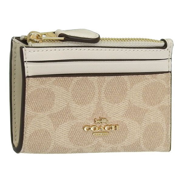 コーチ カードケース レディース アウトレット パスケース 定期入れ コインケース キーケース キーリング 小銭入れ ベージュ ホワイト ミニスキニー IDケース シグネチャー CW870IMXDM COACH cw870imxdm