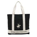 ビバリーヒルズ ポロクラブ トートバッグ メンズ レディース BEVERLY HILLS POLO CLUB コットン ファスナー オープンポケット かばん BHC003 BK/IV/WH ブラック/アイボリー/ホワイト(4)