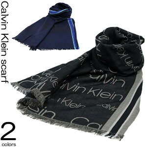 カルバンクライン マフラー スカーフ Calvin Klein WOVEN RUNNER LOGO SCARF 180cm ブラック/ネイビー