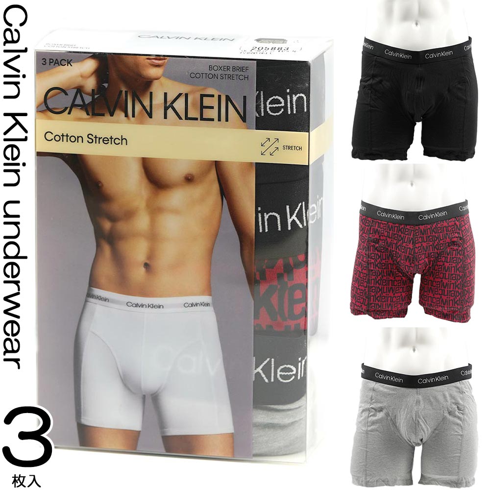 カルバンクライン ボクサーパンツ 3枚セット CK Calvin Klein Men 039 s Boxer Brief 3-Pack NP2168O 661 前閉じ 3枚組 M/Lサイズ