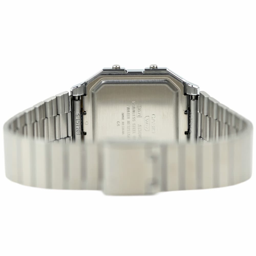 アクセサリーギフトのTYSのカシオ 腕時計 ユニセックス シルバー CASIO EDGY SQUARE DIGITAL A130WE-7AEF｜アングル3