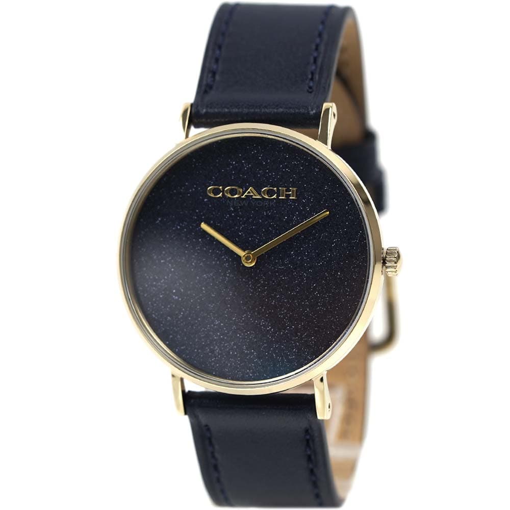 コーチ 腕時計 ペリー 36mm ラウンド ネイビー×ゴールド グリッター ダイヤル レザーベルト COACH 14504078