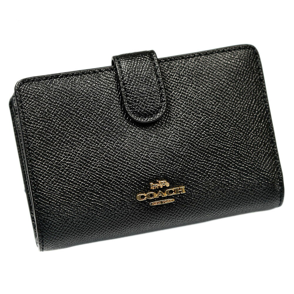 コーチ コーチ 財布 COACH 二つ折り財布 ファスナー小銭入れ レザー ブラック Medium Corner Zip Wallet 27968-LIBLK ブティックライン