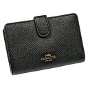 コーチ 革財布 レディース コーチ 財布 COACH 二つ折り財布 ファスナー小銭入れ レザー ブラック Medium Corner Zip Wallet 27968-LIBLK ブティックライン