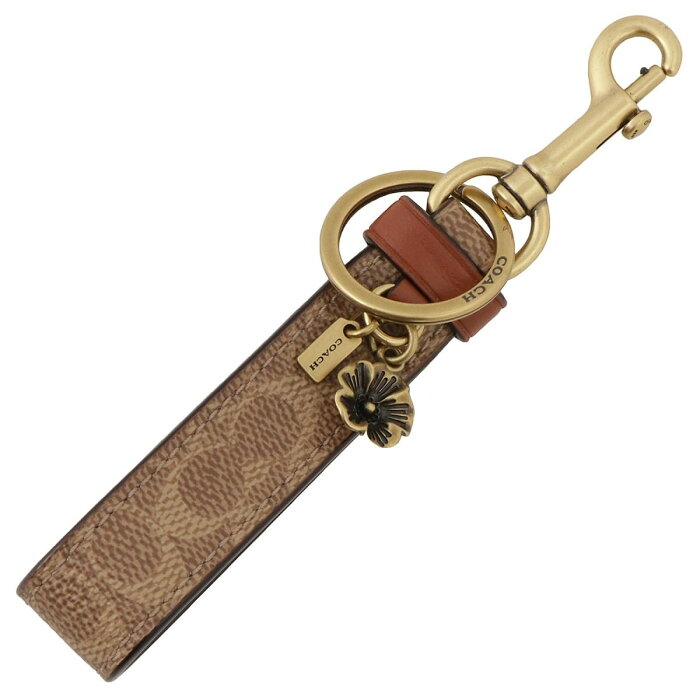 コーチ キーホルダー COACH レディース シグネチャー ティーローズチャーム ループ キーリング バッグチャーム サドル SIGNATURE LOOP BAG CHARM 33087-GD/SD