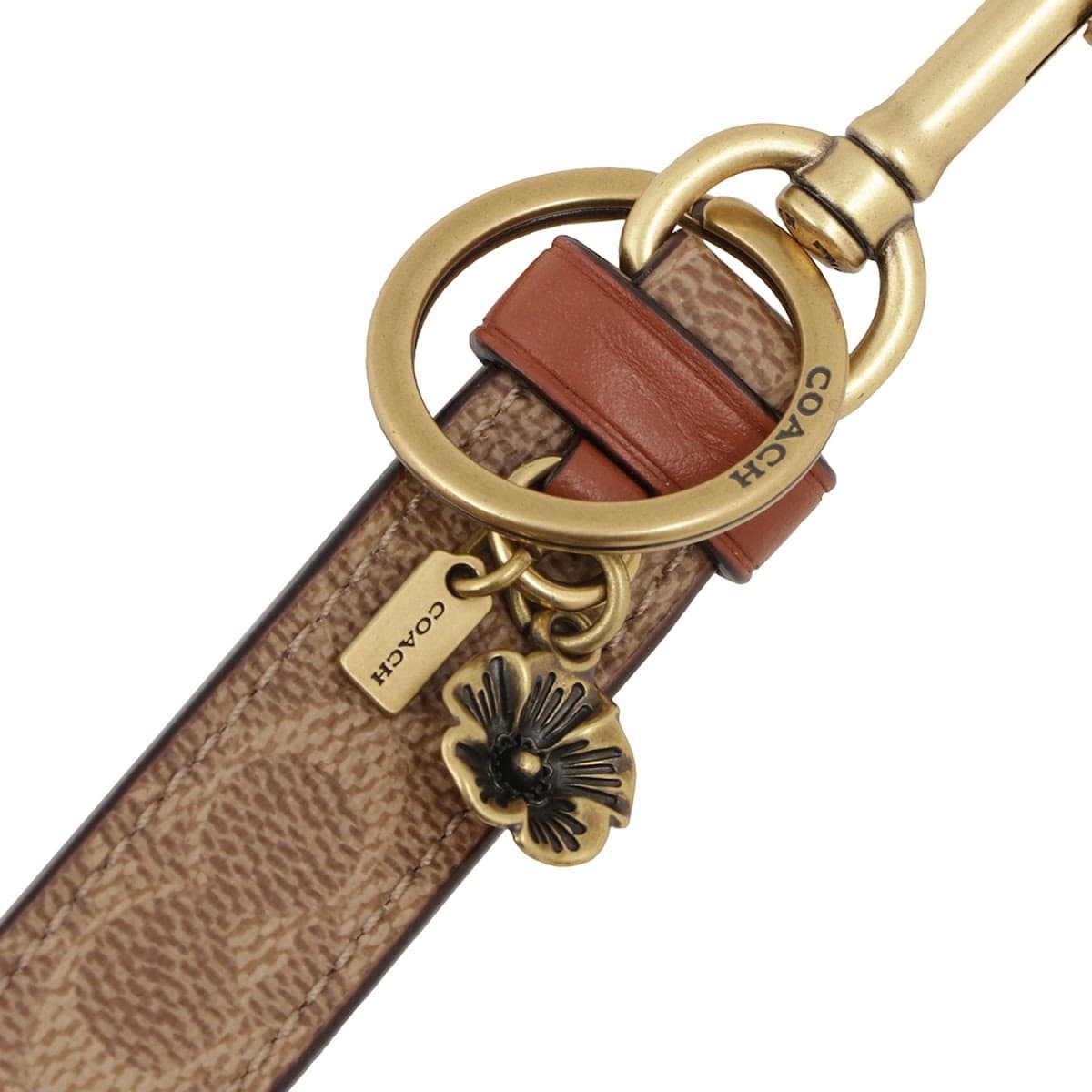 コーチ キーホルダー COACH レディース シグネチャー ティーローズチャーム ループ キーリング バッグチャーム サドル SIGNATURE LOOP BAG CHARM 33087-GD/SD