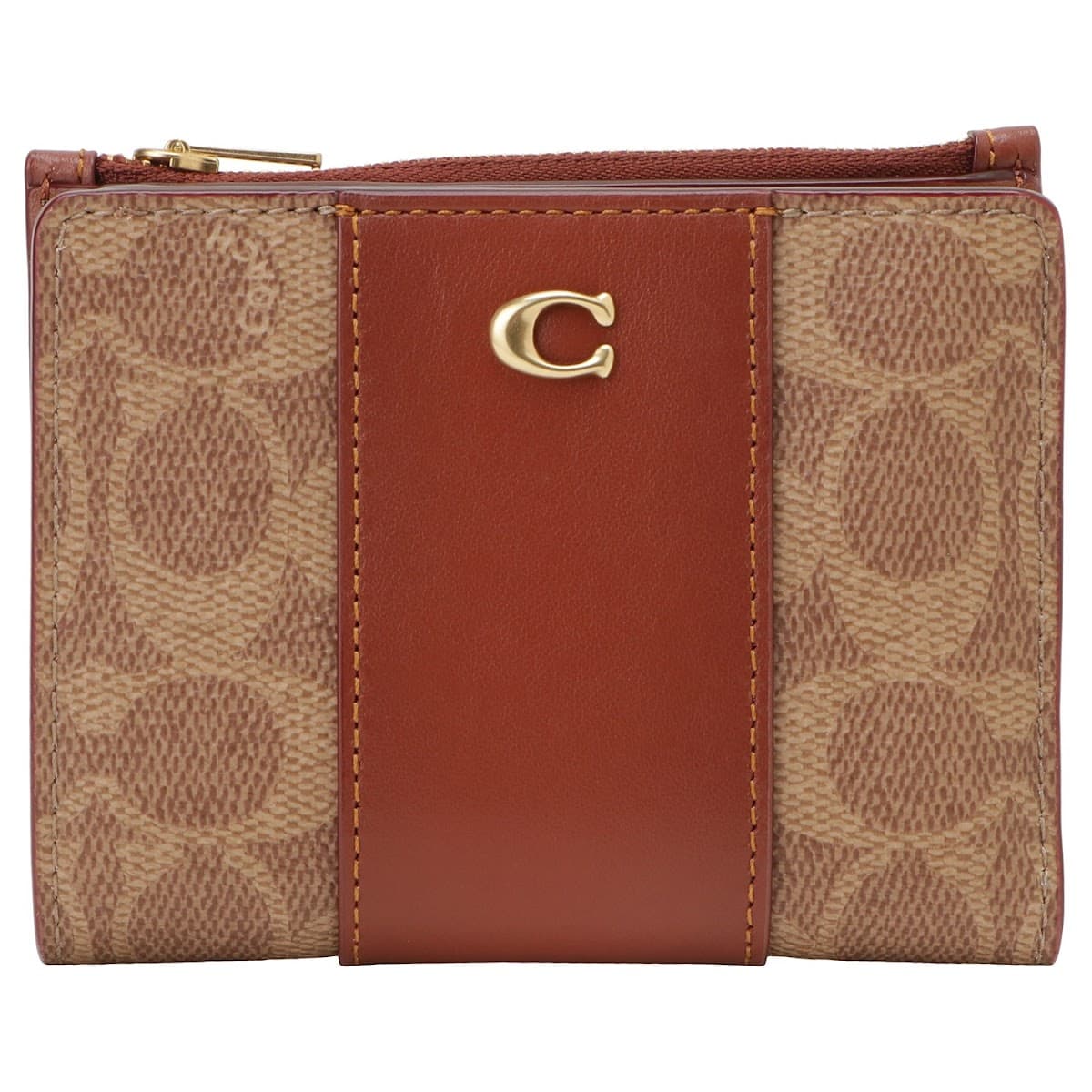 コーチ 二つ折り財布 COACH レディース C8526 B4NQ4 シグネチャー キャンバス タン/ラスト ウォレット SIGNATURE BIFOLD SNAP WALLET C8526-B4NQ4