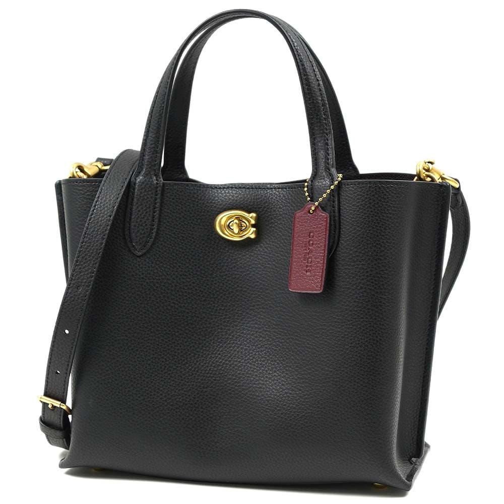 コーチ COACH トートバッグ Willow Tote 24 C8869 B4/BK Polished Pebble Leather ブラック レザー