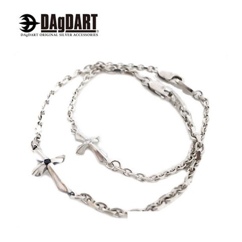 ダグダート DAgDART 誕生石セットOK!クロスモチーフ ペアブレスレット シルバー DB-141-142 【ペアアクセサリー/シルバー925/革/皮/クリ...