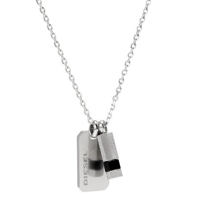 ディーゼル ネックレス ペンダント DIESEL メンズ DX1156040 ロゴプレート ボルト シルバー/ブラック アクセサリー ブレイブマン(モヒカン) DX1156040