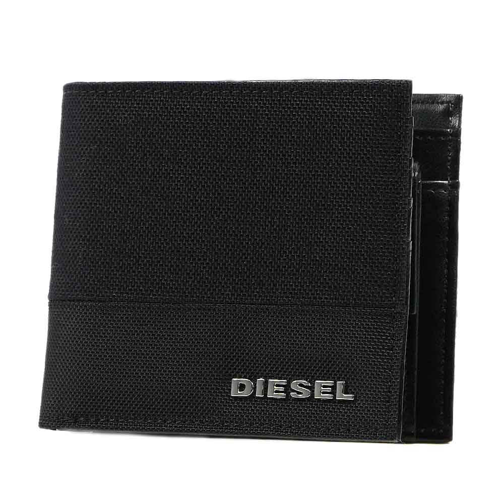 ディーゼル 二つ折り財布 小銭入れあり DIESEL HIRESH S/WALLET Black/Black ナイロン X07731 P2676 H1669