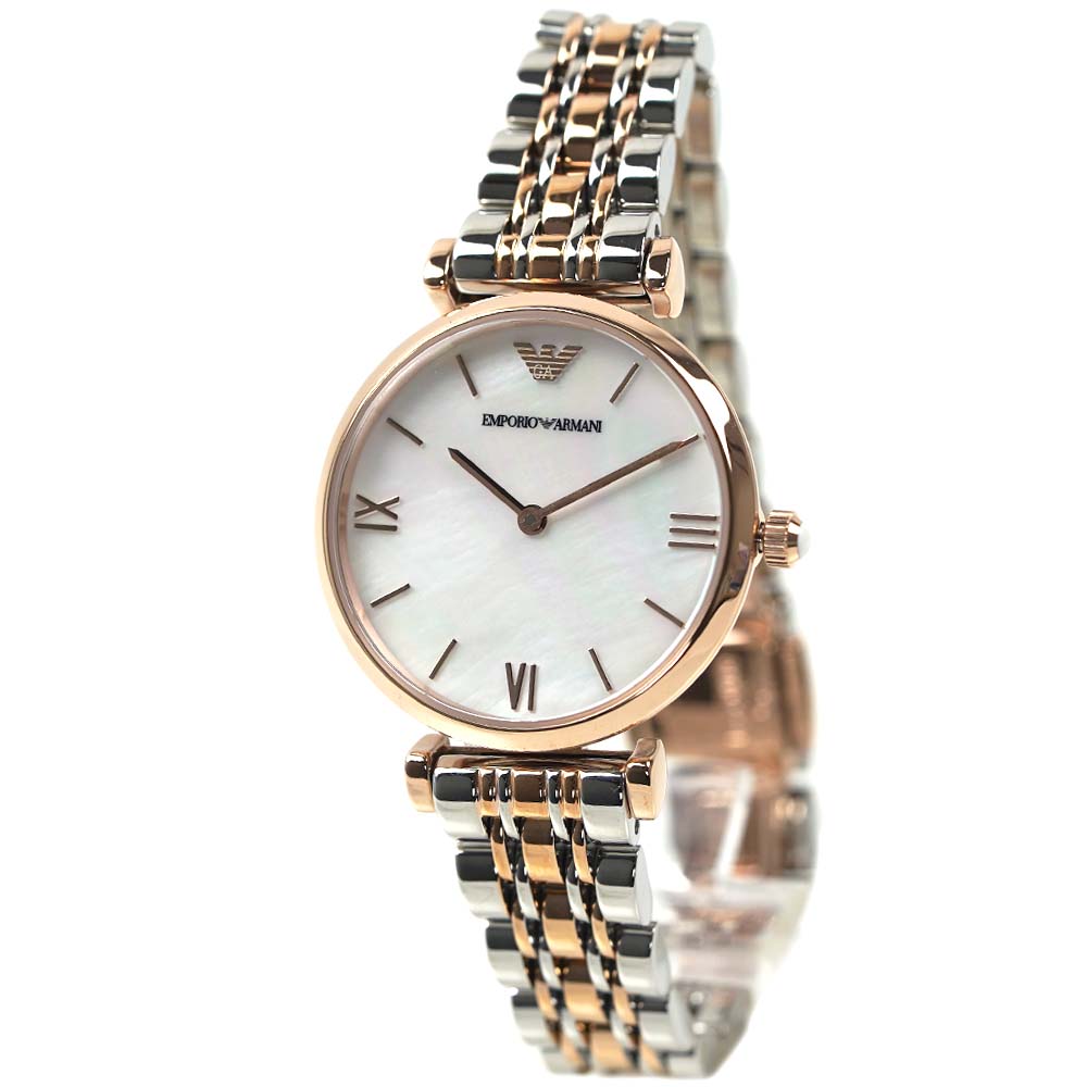 エンポリオアルマーニ AR1789 腕時計（メンズ） エンポリオ アルマーニ 腕時計 レディース EMPORIO ARMANI クラシック ホワイトシェル ステンレスベルト ローズゴールド×シルバー AR1683