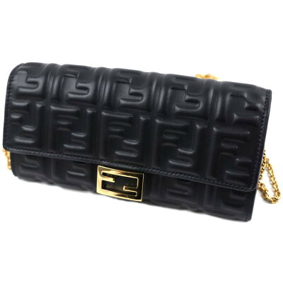 フェンディ 財布 FENDI レディース 長財布 長札 お財布 ポシェット ショルダー ウォレット チェーン付 ブラック 8M0365-0AAJD-F0KUR