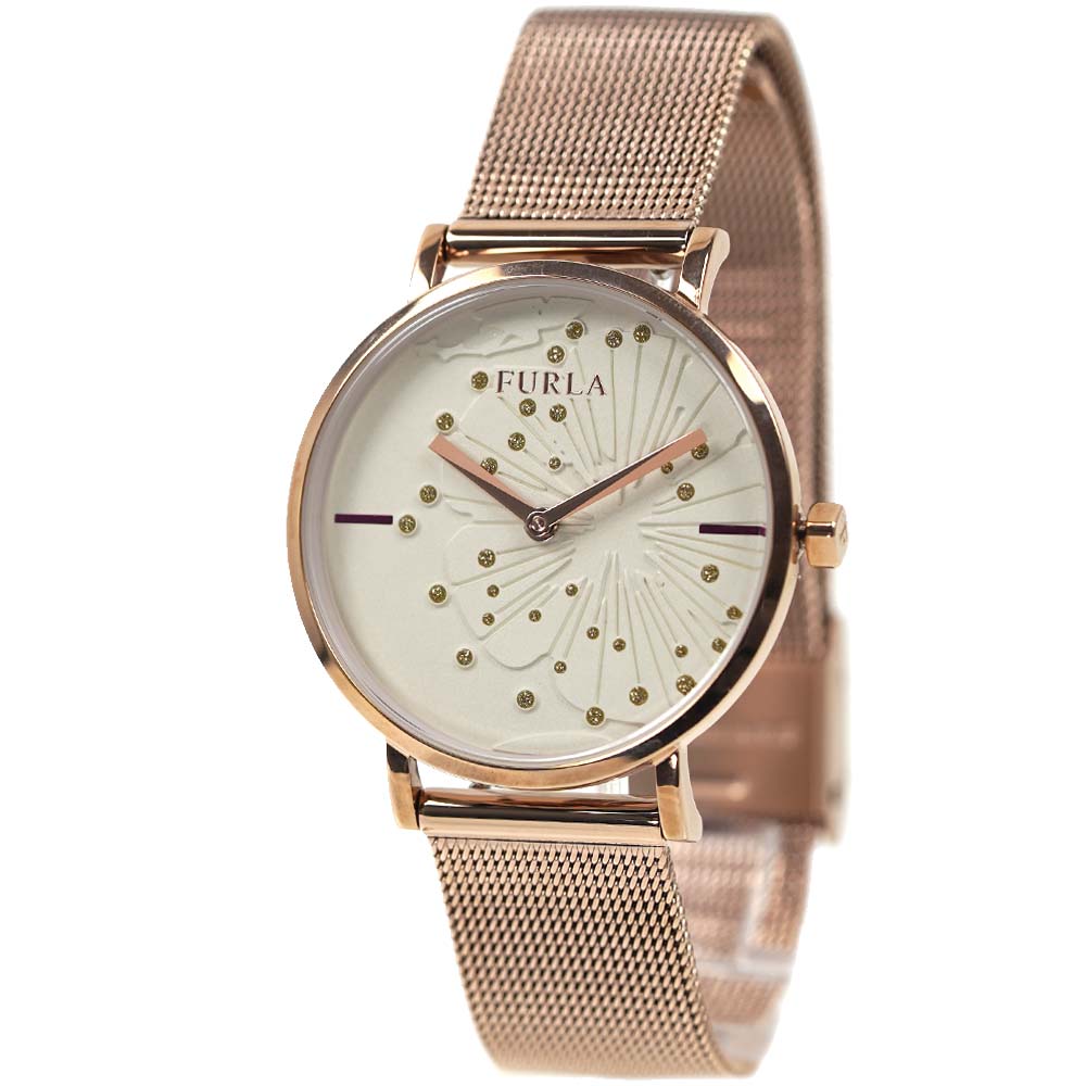 フルラ 腕時計 レディース ステンレス メッシュベルト ピンクゴールド 花柄 FURLA GIADA R4253108501