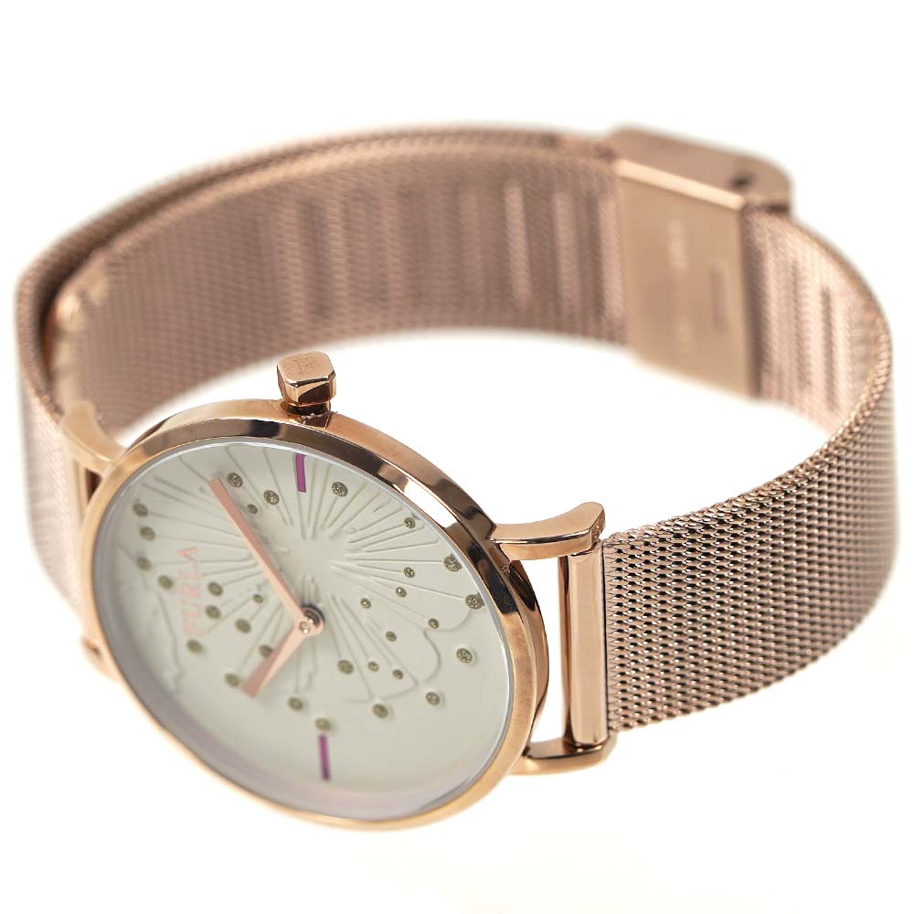 アクセサリーギフトのTYSのフルラ 腕時計 レディース ステンレス メッシュベルト ピンクゴールド 花柄 FURLA GIADA R4253108501｜アングル2