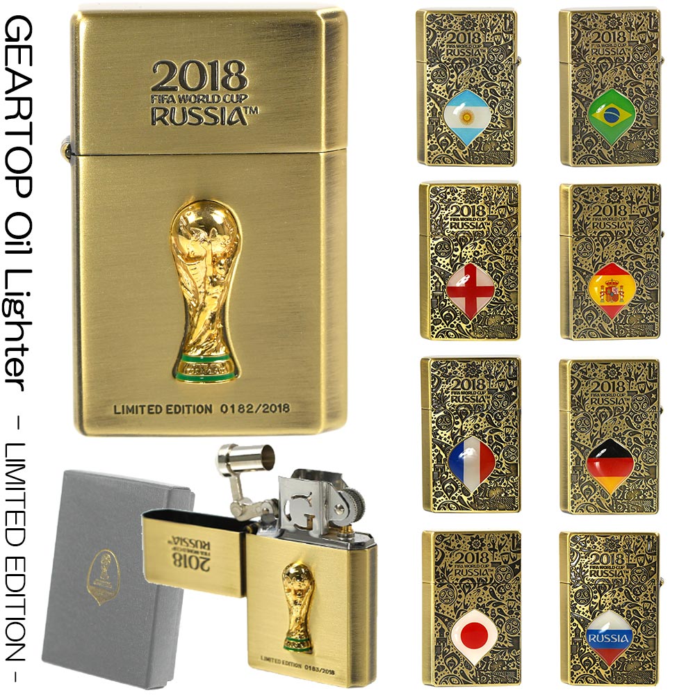 アウトレット箱 GEAR TOP ギアトップ オイルライター FIFA WORLD CUP RUSSIA 2018 ワールドカップ ロシア トロフィー フラッグ エンブレム 限定 日本製 2018WC-LTD