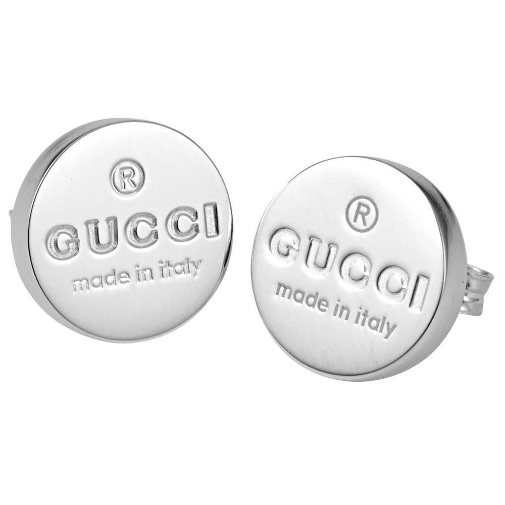 グッチ ピアス（レディース） グッチ ピアス GUCCI トレードマーク刻印 円形 シルバー スタッド TRADEMARK 163123-J8400-8106