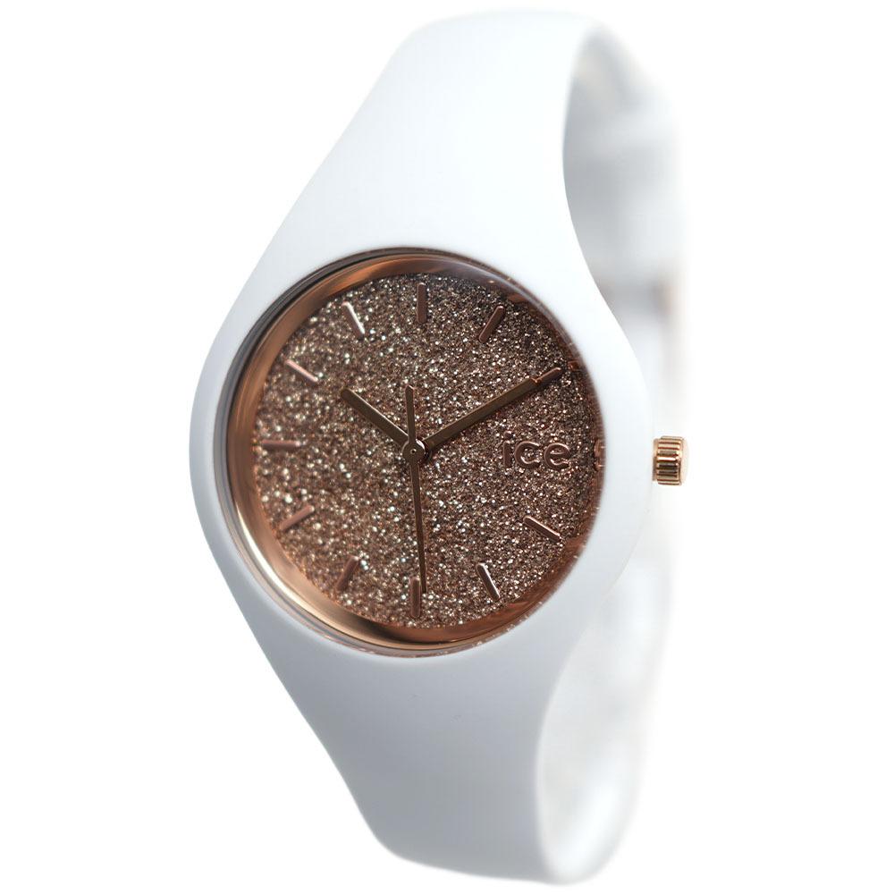 乐天商城 - [訳ありアウトレット] アイスウォッチ 腕時計 ice watch レディース 001343 アイス グリッター ICE glitter スモール ローズ ゴールド ホワイト シリコン ウォッチ WATCH