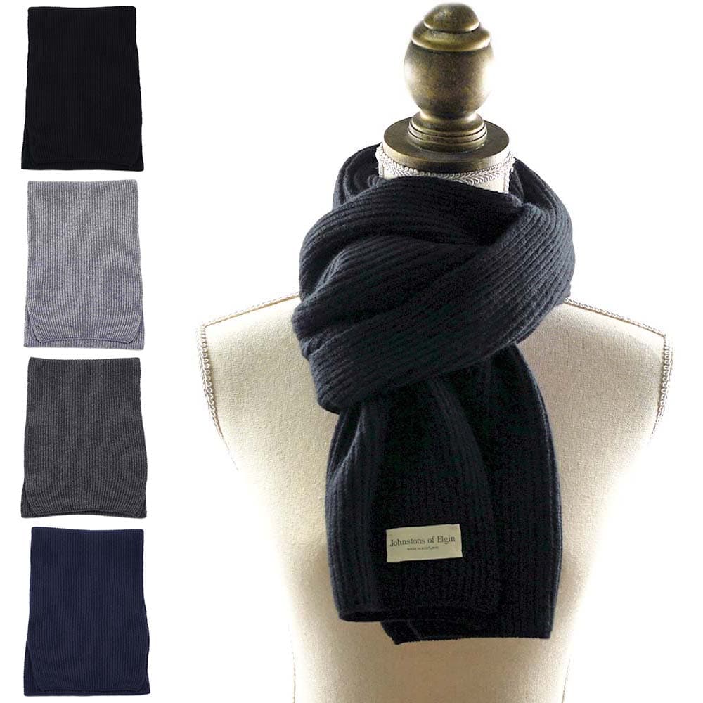 ジョンストンズ マフラー ジョンストンズ マフラー スカーフ カシミヤ リブ レディース メンズ 無地 JOHNSTONS OF ELGIN Ribbed Scarf HAA1684 165x25cm