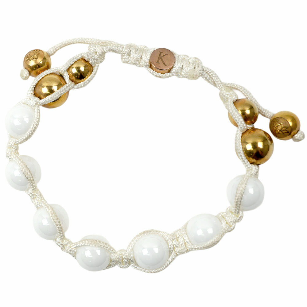 乐天商城 - [訳ありアウトレット] KAPARA BRACELETS カパラブレスレット レディース ステンレス ストーンブレスレット コードブレスレット FREEサイズ サイズ調整可能 ホワイト KB-K129 S