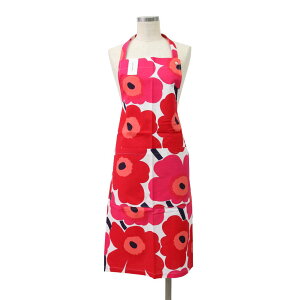 マリメッコ エプロン marimekko レディース ウニッコ柄 レッド/ホワイト Pieni Unikko Apron Cotton 064161-001