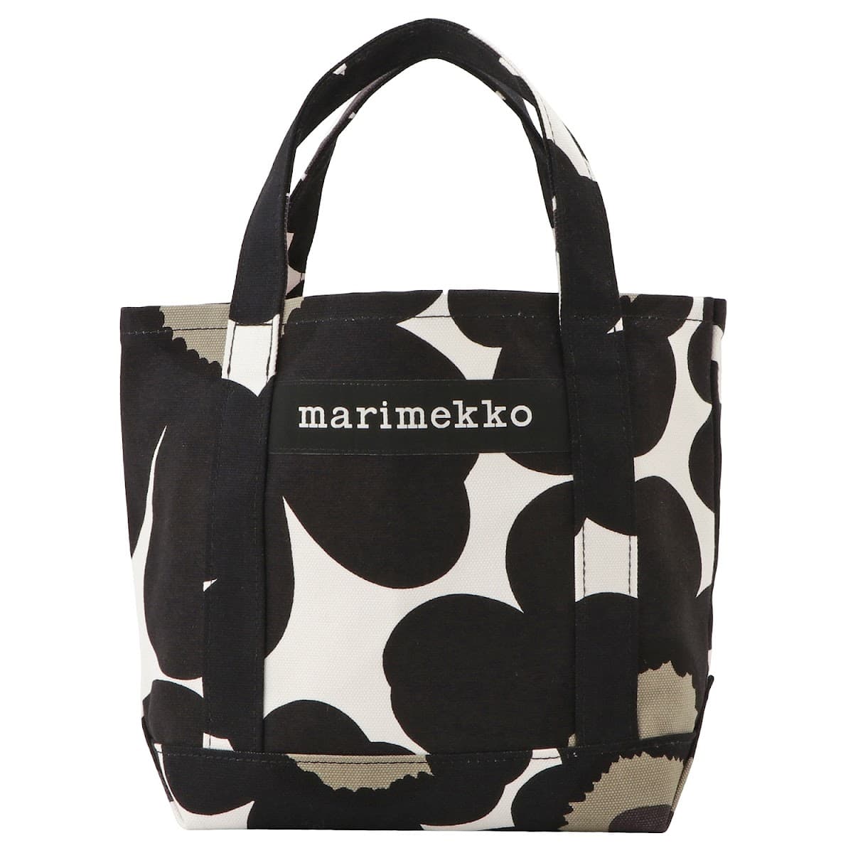 マリメッコ 帆布・キャンバス トートバッグ レディース マリメッコ バッグ marimekko レディース ユニセックス セイディ ウニッコ柄 コットンキャンバス トートバッグ ブラック/ホワイト Seidi Pieni Unikko bag 048294-030