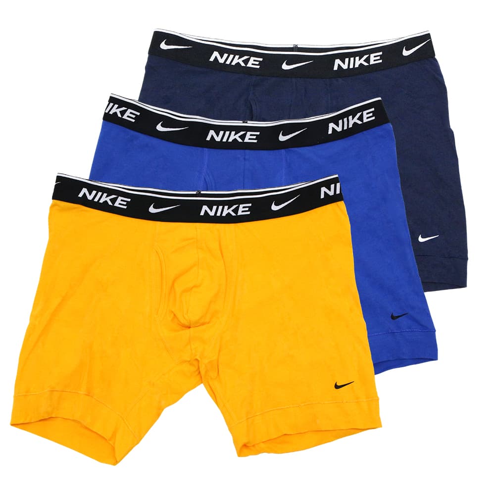 ナイキ ボクサーパンツ 3枚セット 前開き コットンストレッチ NIKE Everyday Cotton Stretch Boxer Brief 3-Pack Gold/Light Blue/Navy Cotton/Spandex KE1107 710 KE1107-710 S/M/Lサイズ