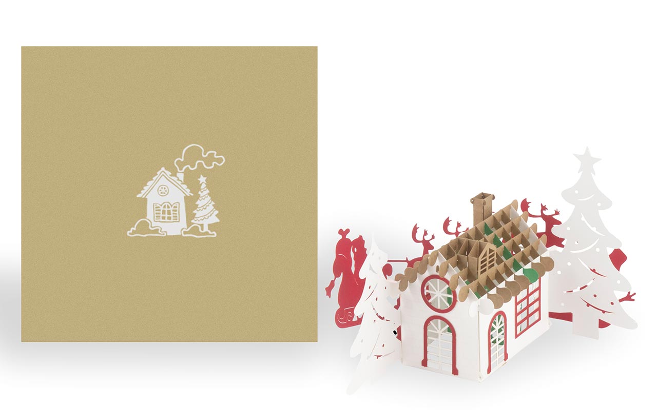 PaPeRPoPCARDS bZ[WJ[h O[eBOJ[h y[p[|bv 3D|bvAbv NX}XnEX 170-Christmas House 3822024