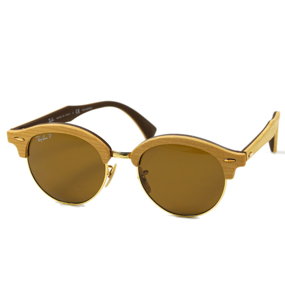 レイバン サングラス 偏光レンズ クラブラウンド ウッド RAYBAN CLUBROUND WOOD 0RB4246M 11795751 サイズ51 イタリア製