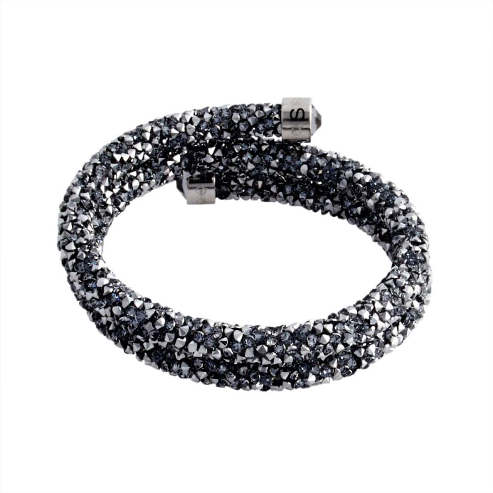 アクセサリーギフトのTYSのスワロフスキー SWAROVSKI 5255898 Crystaldust Double Gray クリスタルロック スパイラル バングル ブレスレット Sサイズ｜アングル2