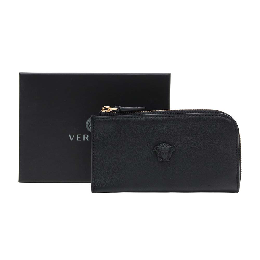 ヴェルサーチ カードケース コインケース キーリング付 メドゥーサ フラグメントケース VERSACE Men's Card Case Black Calf Leather DP38435 DVT8ME K41NV