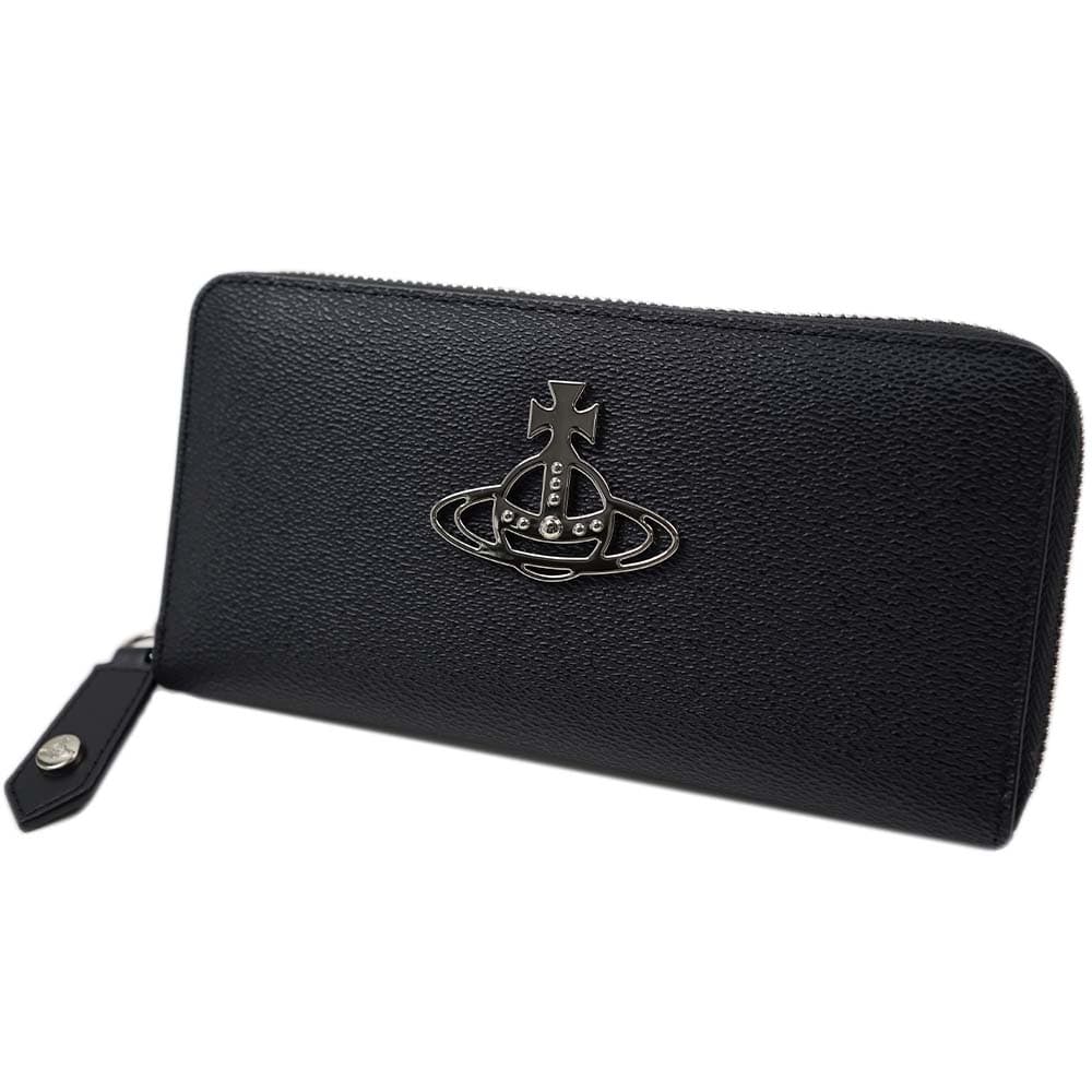 ヴィヴィアン ウエストウッド 長財布 ラウンドファスナー Vivienne Westwood ANNIE ZIP ROUND WALLET BLACK/SILVER 51050024 11020 N405