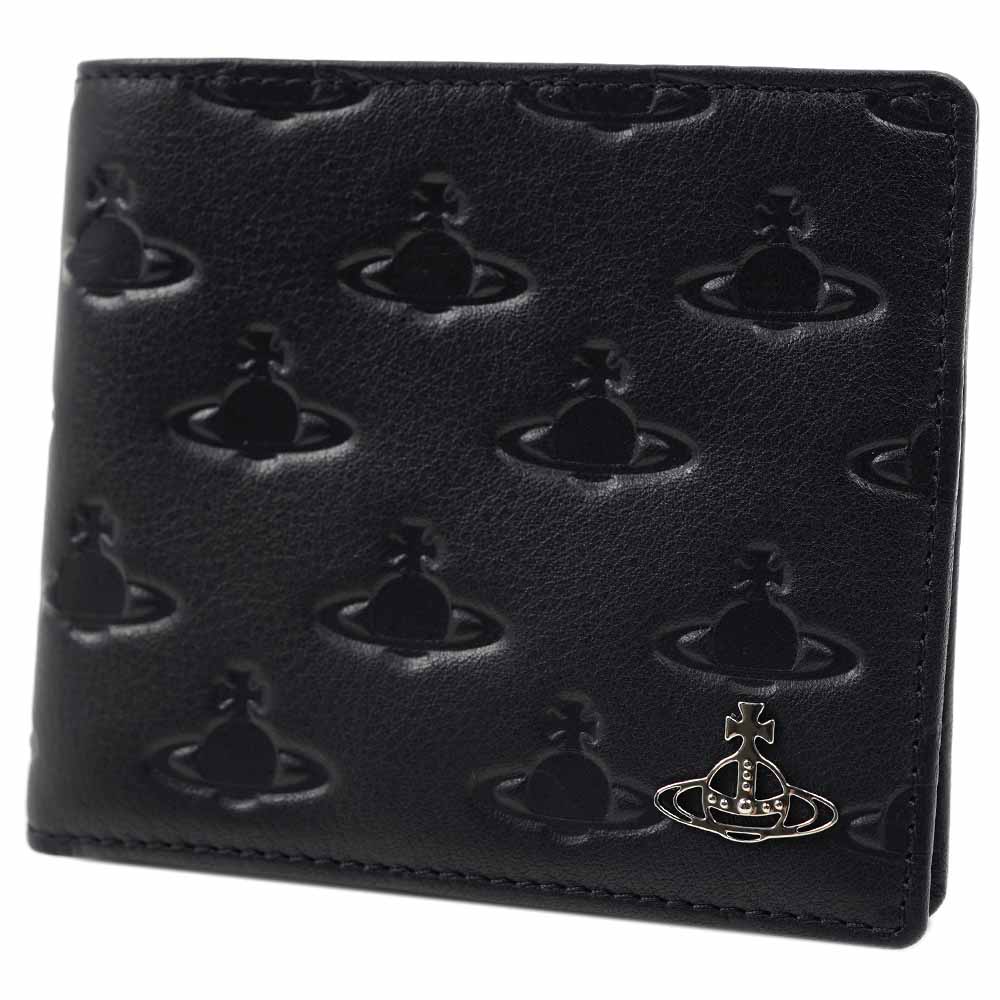 ヴィヴィアンウエストウッド 二つ折り財布 Vivienne WestWood EMBOSSED MULTI ORB MAN BILLFOLD BLACK 51120008 41775 N201