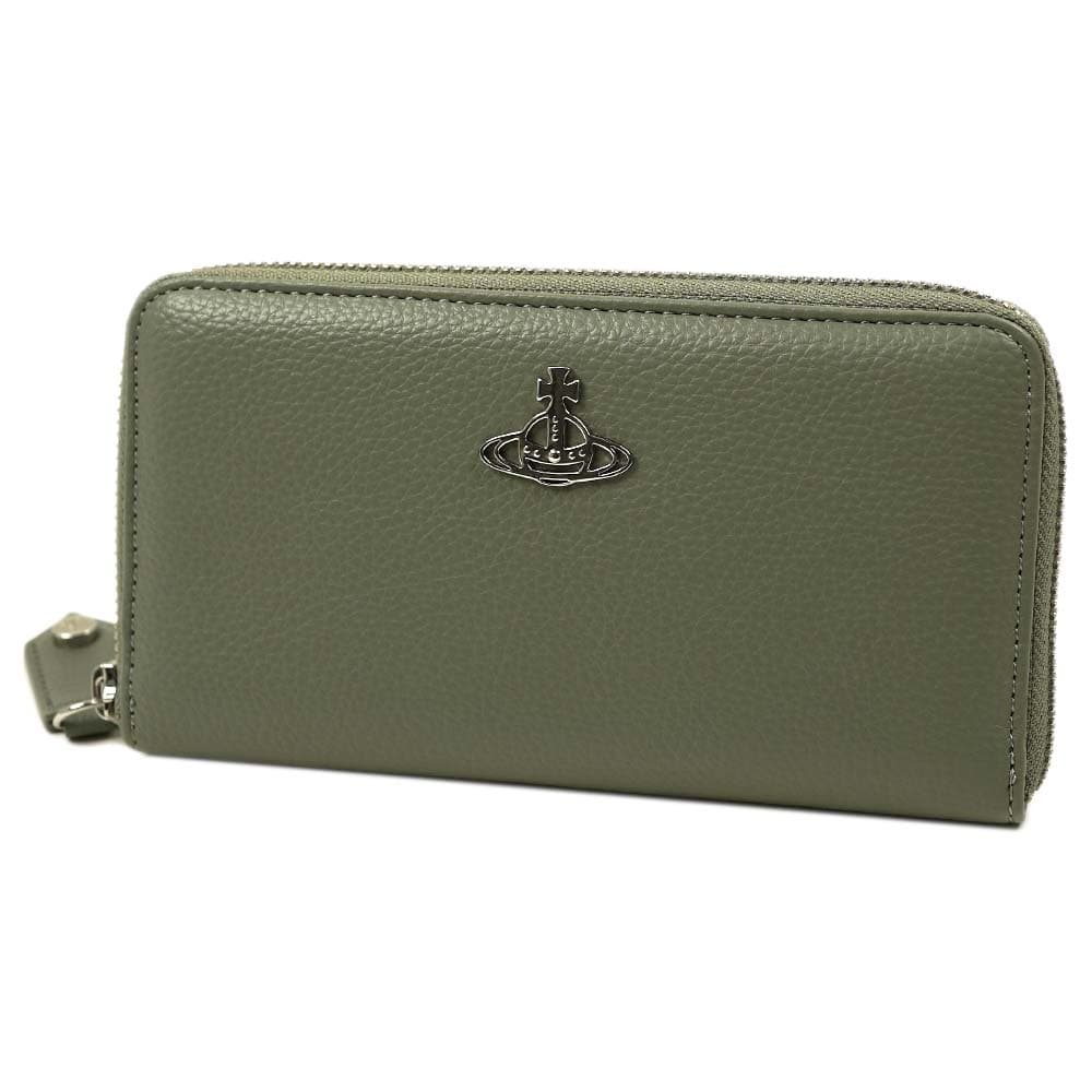 ヴィヴィアン ウエストウッド 長財布 ラウンドファスナー Vivienne Westwood RE-VEGAN GRAIN NEW ZIP ROUND WALLET PALE GREEN 53020079 S000D M404