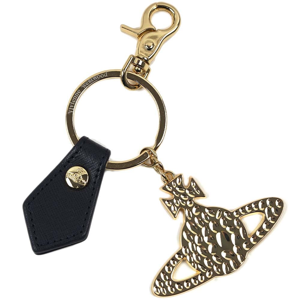 ヴィヴィアンウエストウッド キーホルダー オーブ キーリング バッグチャーム Vivienne Westwood KEYR-KEYRING DEBBIE HAMMERED ORB LIGHT GOLD BLACK 82030014 02114 N403