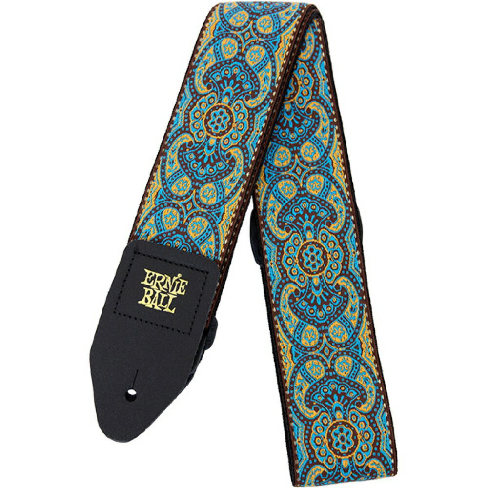 ERNIE BALL ＃4098 Jacquard Straps Imperial Paisley ギターストラップ 伸びにくく丈夫なポリプロピレンにジャカード織の生地を縫い合わせたストラップです。 ポリプロピレンはベストセラー・モデル「POLYPROストラップ」と同じ素材でその耐久性は折り紙つきです。 さらに、エンドピンを掛けるストラップ・エンドには丈夫なブラック・レザーを採用しています。 素材:ポリプロピレン(Jacquard:ポリエステル製ジャカードデザイン生地) 長さ:960mm〜1725mm 幅:約50mm カラー:Imperial Paisley(インペリアル・ペイズリー) 店頭でも販売しておりますので、万が一売り切れの場合はご連絡させていただきます。　