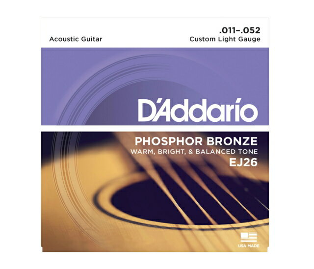 *【ネコポス便発送、代引き不可】アコースティックギター弦 D'Addario EJ-26(EJ26)