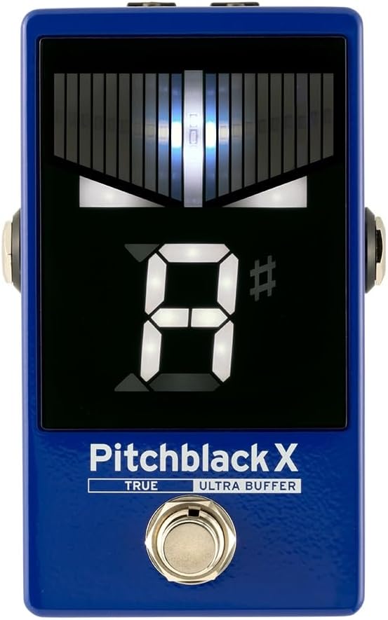 商品紹介 Pitchblack Xは、高性能バッファー「ULTRA BUFFER」を搭載した新時代のペダル・チューナーです。 仕様 ・音律:12平均律(クロマチック) ・測定範囲:E0(20.60Hz)〜C8(4,186Hz) ・測定精度:±0.1セント(ディスプレイ・モード:ストロボ) ・ディスプレイ・モード:レギュラー、ストロボ、ハーフ・ストロボ、ミラー ・接続端子:INPUT端子(φ6.3モノラル標準ジャック)、BYPASS端子(φ6.3モノラル標準ジャック)、DC 9V IN端子、DC 9V OUT端子 ・電源:9V形乾電池(6LF22/6LR61/6F22)×1、または別売ACアダプターKA181(9V) 電池寿命:チューナー・オン時、連続約24時間(9V形アルカリ乾電池使用、A4連続入力、ディスプレイ・モード:レギュラー) チューナー・オン時、連続約5時間(9V形マンガン乾電池使用、A4連続入力、ディスプレイ・モード:レギュラー) ・消費電流:最大28mA ・外形寸法/質量:69(W) × 110(D) × 49(H) mm(突起物含む)/248 g(電池含む) ・付属品:ご購入のお客様へ、安全上のご注意、ゴム足(1シート)　