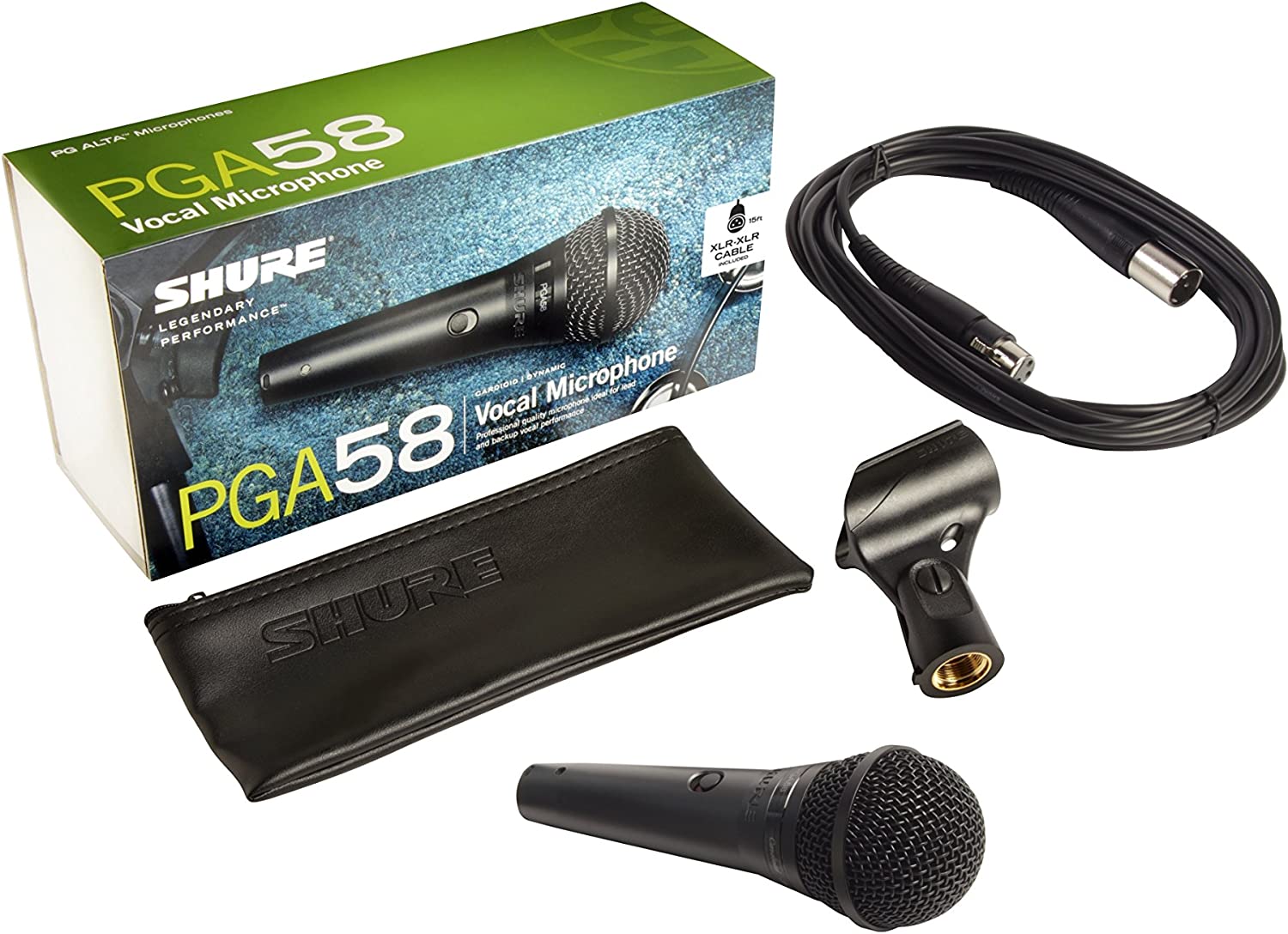 【送料無料】【SHURE（シュア）マイク】 ダイナミック ボーカルマイクロフォン XLRケーブル付属 PGA58-XLR