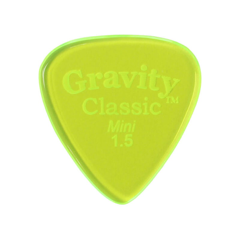 ・1.5mm Classic Mini ,Fluorescent Green ・GRAVITY GUITAR PICKSはハンドメイドでピックを製作するアメリカのブランド。 ・アメリカで職人の手により美しく磨き上げられたピックはスムースな演奏性、すばらしいトーンを生み出します。 ・アクリルを使用し独特のエッジデザインを採用する事で、速くラウドなプレイにも対応。 ・一般的なピックに比べ耐久性も高く、同じトーン、同じ演奏性で長期間使用できるのも特徴です。