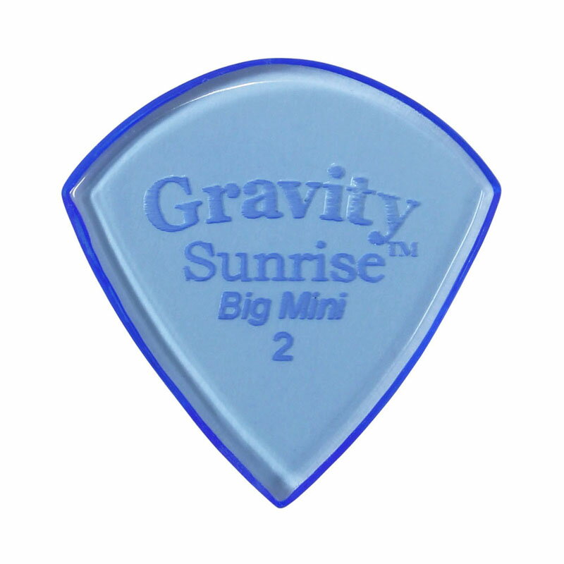・2.0mm Sunrise Big Mini , Blue ・GRAVITY GUITAR PICKSはハンドメイドでピックを製作するアメリカのブランド。 ・アメリカで職人の手により美しく磨き上げられたピックはスムースな演奏性、すばらしいトーンを生み出します。 ・アクリルを使用し独特のエッジデザインを採用する事で、速くラウドなプレイにも対応。 ・一般的なピックに比べ耐久性も高く、同じトーン、同じ演奏性で長期間使用できるのも特徴です。