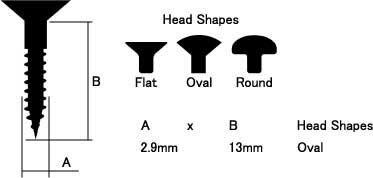 【SCUD】【スクリュー】ピックガード用ビス W-PFG フェンダータイプ、インチサイズ、12P(ゴールド)