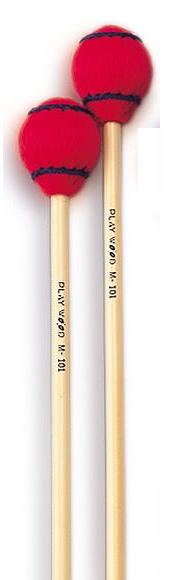 【プレイウッド（PLAYWOOD）マレット】　M−101 マリンバ用毛糸巻きマレット。 硬度：ベリーハード 素材：赤毛糸巻き コアサイズ：Φ28 全長：39.0cm 柄・材質：籐 ※マレットは2本1組です。 ※納期については一度お問い合わせ下さい。 　配送中の商品の安全性を考慮し、「宅配便発送」に限らせていただきます。Professional　 　　Percussion 　　　　　　Instrument