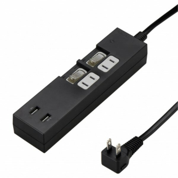 ＼楽天カードポイント4倍！6/10／ ヤザワ 個別スイッチ付 USB電源タップ AC2個口＋USB2ポート 3.4A出力対応 2m ブラック OAタップ Y02KS422BK2U 【送料無料】 【最強翌日配送】