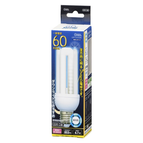 樂天商城 - LED電球 D形 60形相当 853lm 昼光色 E26 全方向配光280° 密閉形器具対応 断熱材施工器具対応 OHM 06-1683 LDF7D-G-E26 【送料無料】