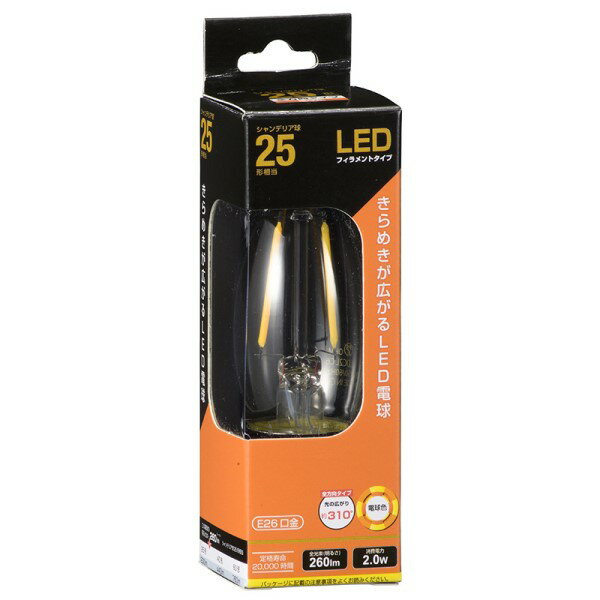 樂天商城 - LEDフィラメントタイプ電球 シャンデリア球 クリア 25形相当 260lm 電球色 E26 全方向配光310° OHM 06-3468 LDC2LC6 【送料無料】