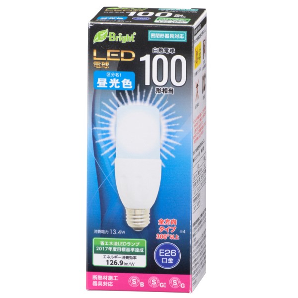 樂天商城 - LED電球 T形 100形相当 1700lm 昼光色 E26 全方向配光300° 密閉形器具対応 断熱材施工器具対応 OHM 06-3128 LDT13D-GIS20 【送料無料】