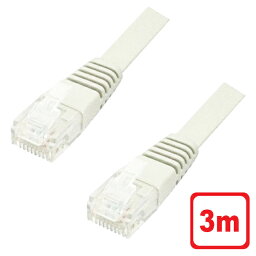 3Aカンパニー フラット LANケーブル 3m カテゴリ6 ストレート ランケーブル cat6 イーサネット RJ-45 より線 PCC-LAN630FL メール便送料無料